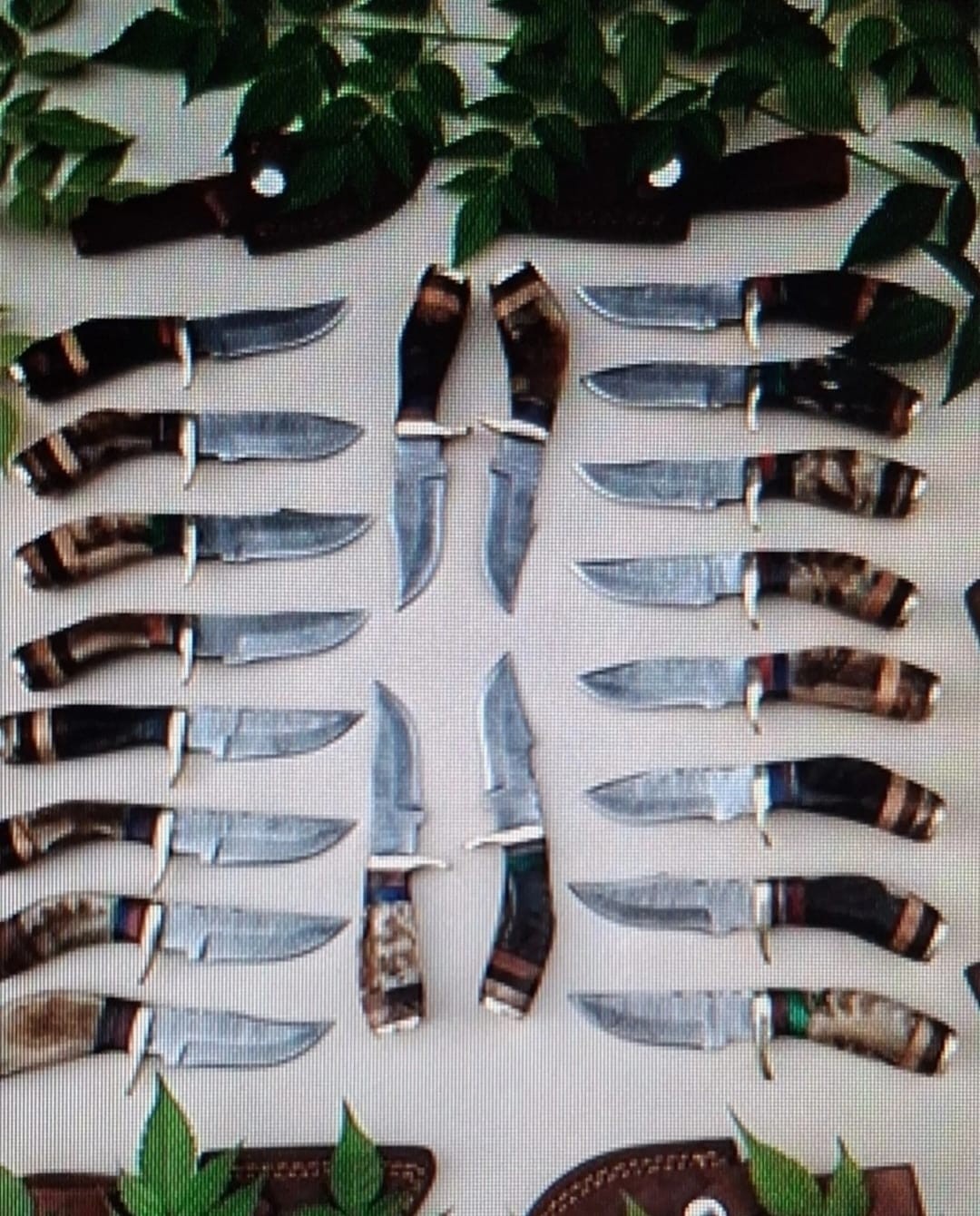 Lot of 20, 6 Inches Handmade Damascus Steel Skinner Knives Ram Handle W/Sheaths