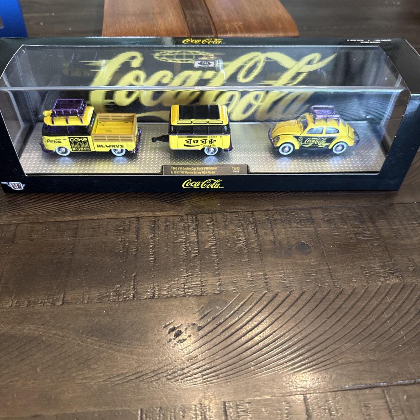 M2 Machines CHASE Coca-Cola Yellow Vehicle Set VW Double Cab Truck Bus VW BUG