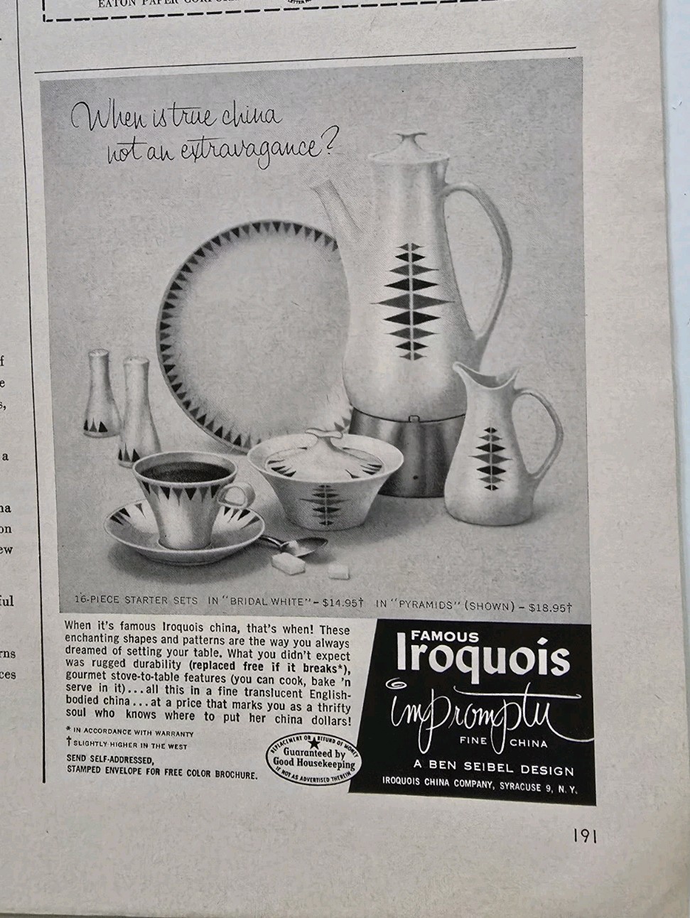 1958 Iroquois Impromptu Fine Mid Century China Vintage Dishes Ad  