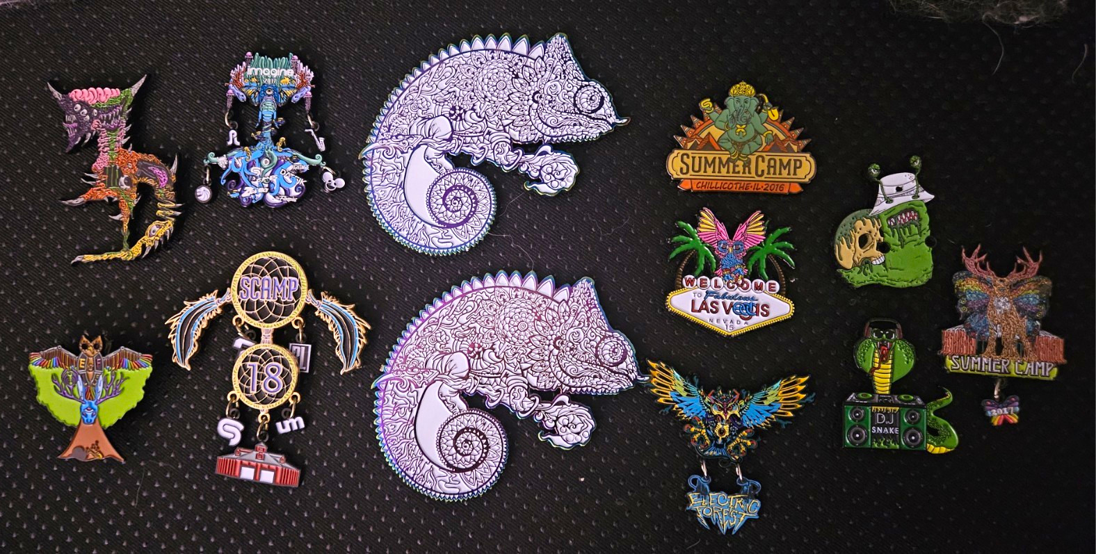 COLLECTION OF EDM MUSIC FESTIVAL LIMITED EDITION ENAMEL PINS- WAZ, ROB ISREAL