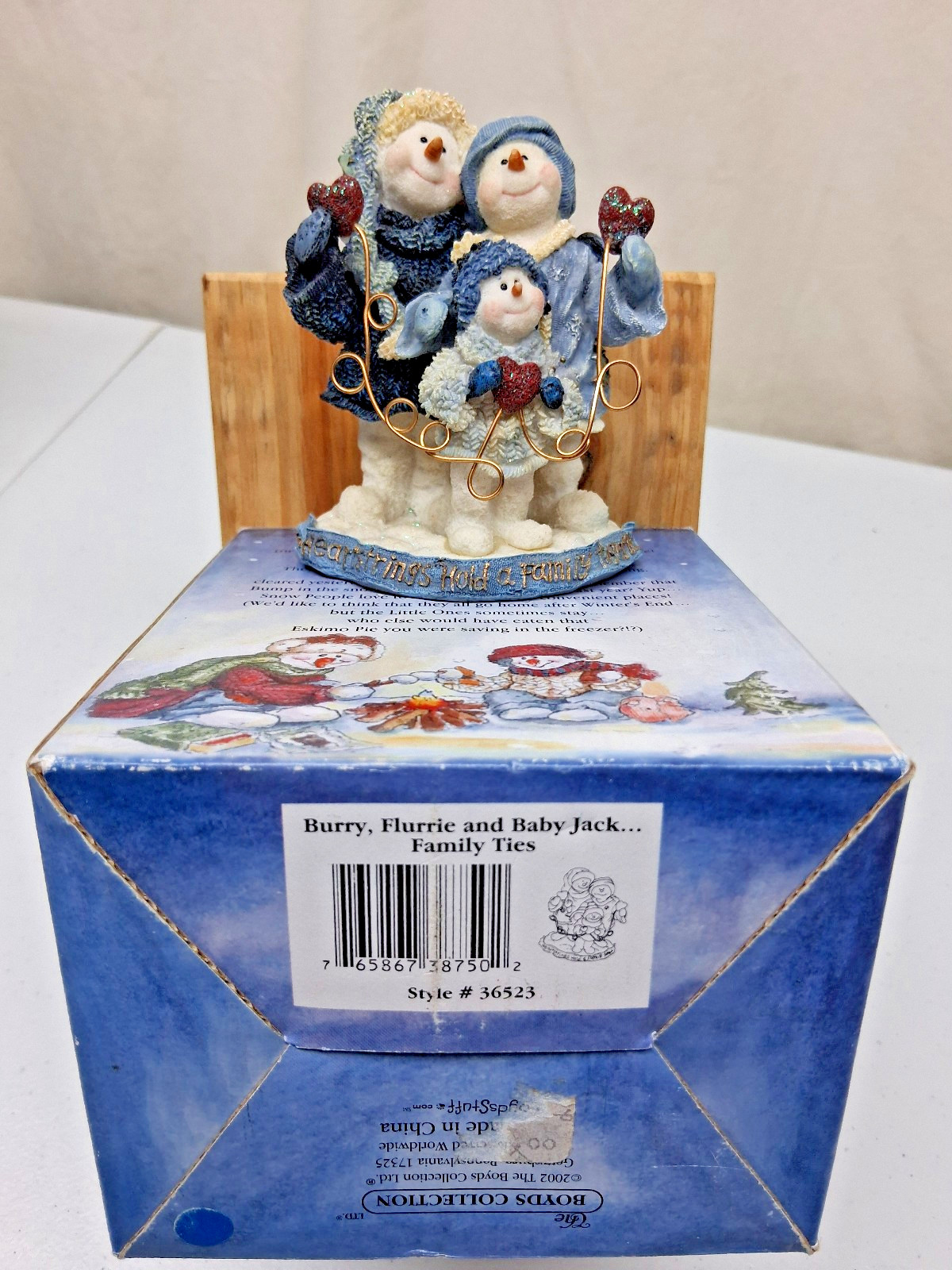 Boyds Bears Snow Dooodes Burry Flurrie Baby Jack Family Ties Figurine 36523 Box