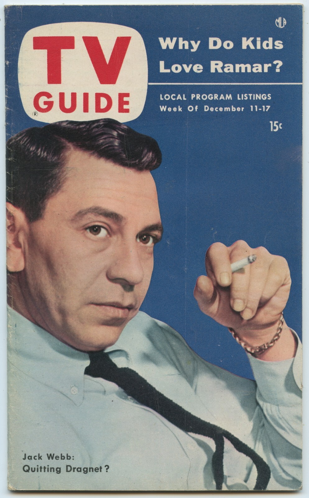TV GUIDE December 11, 1953 JACK WEBB issue #37 (RN734]
