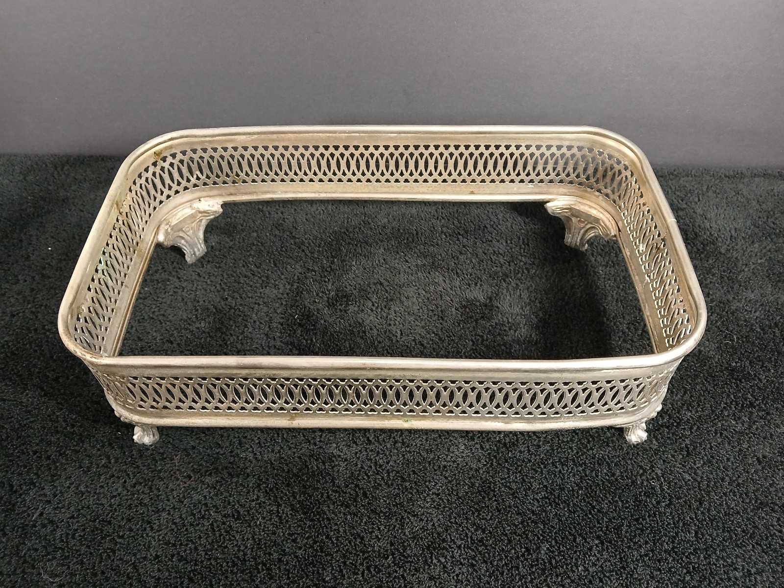 Vtg Silver-plated Footed Casserole Dish Holder - Scrolled Claw Feet - No Handle