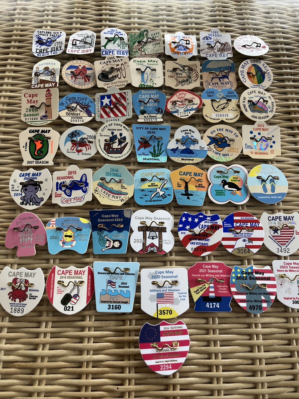 Cape May, NJ Seasonal Beach Tags/original Badges 1986–2024 Vets READ $ =Per Tag