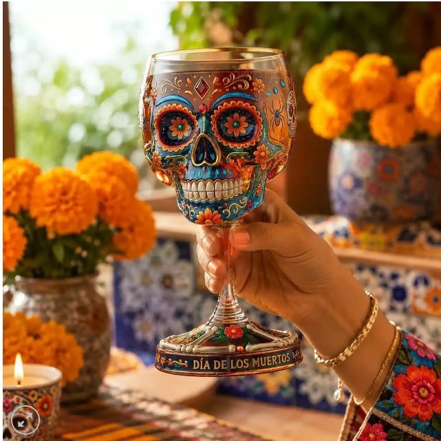 Jose Cuervo Skull Beer & Wine Cup Set Novelty Purple Halloween Skull Goblet