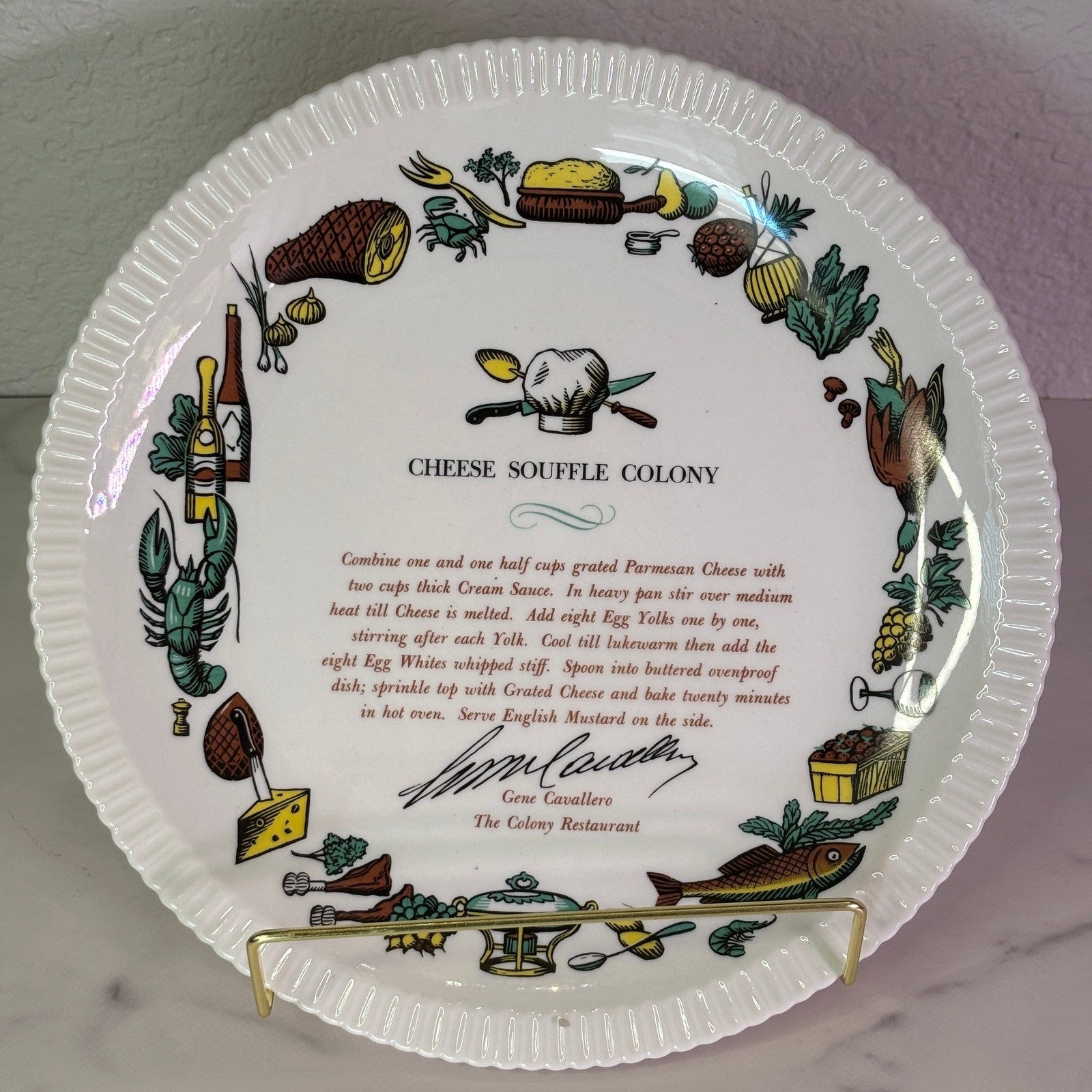 Vintage Atlas China Gourmet Series Recipe Plates Set of 3 New York City MCM