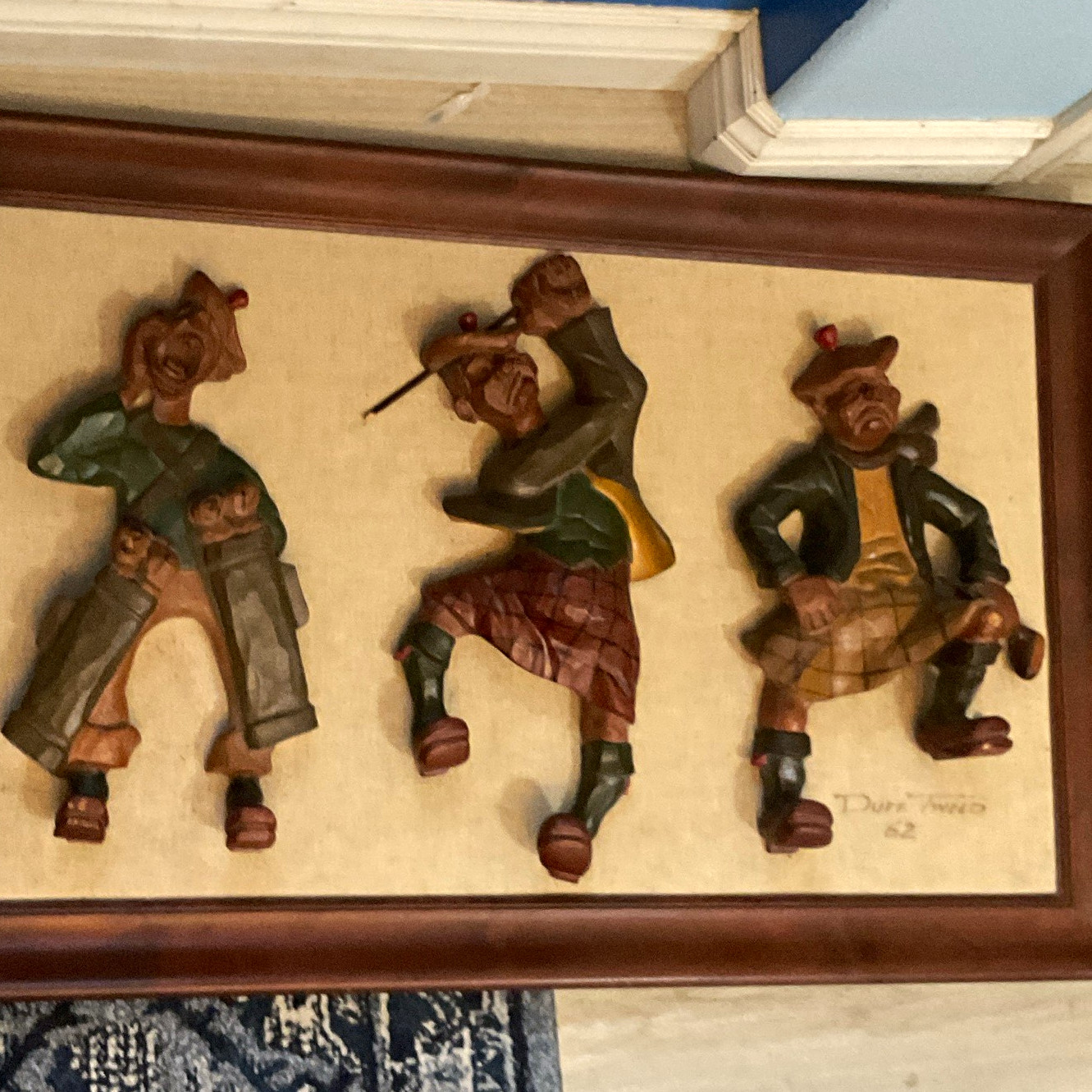 Framed 3D Effect Wood Wall Plaque People Theme Vertical Rectangle Brown Beige
