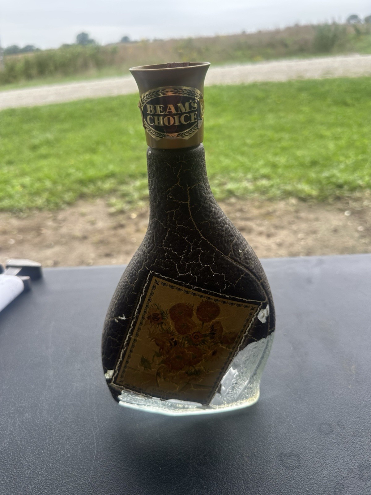Vintage 1969 Jim Beam\'s Choice Decanter Sunflowers Van Gogh Vol IV Empty Bottle