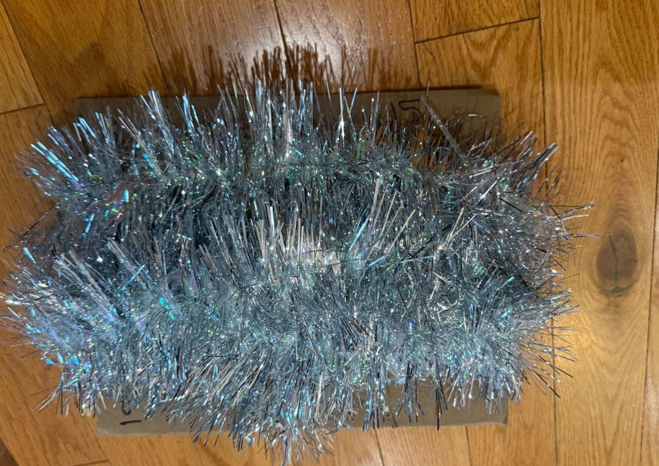 Vintage Holiday Silver Iridescent Tinsel 15’