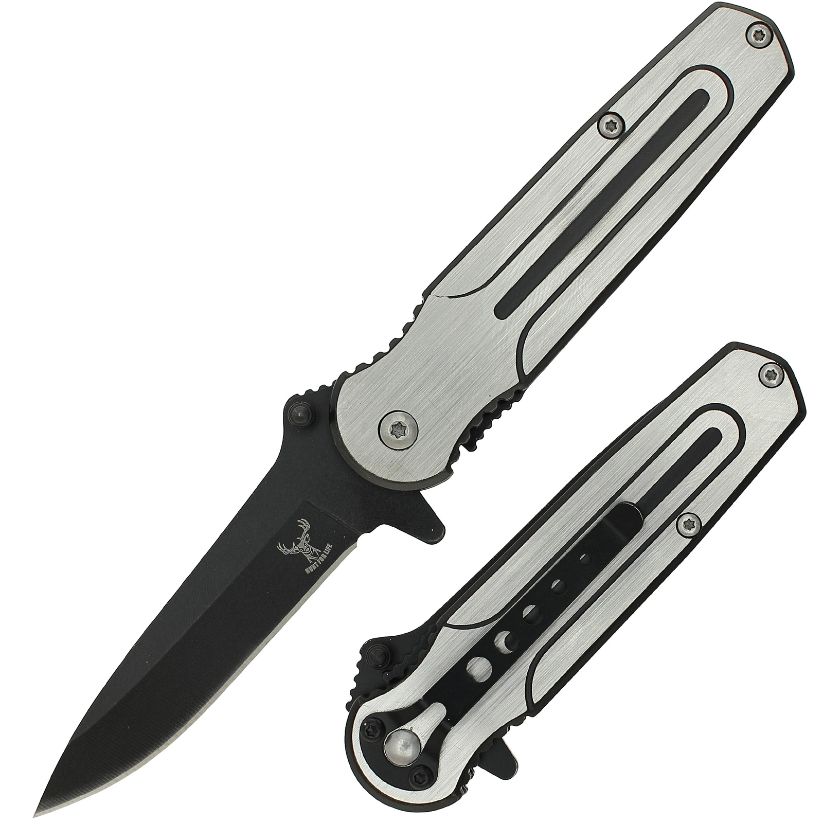 New Spring Assisted Stainless Steel Folding Pocket Knife Drop Point Blade
