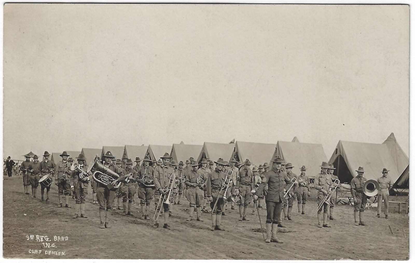 Camp Deneen Military 3rd Regimental Band Illinois National Guard Vintage RPPC