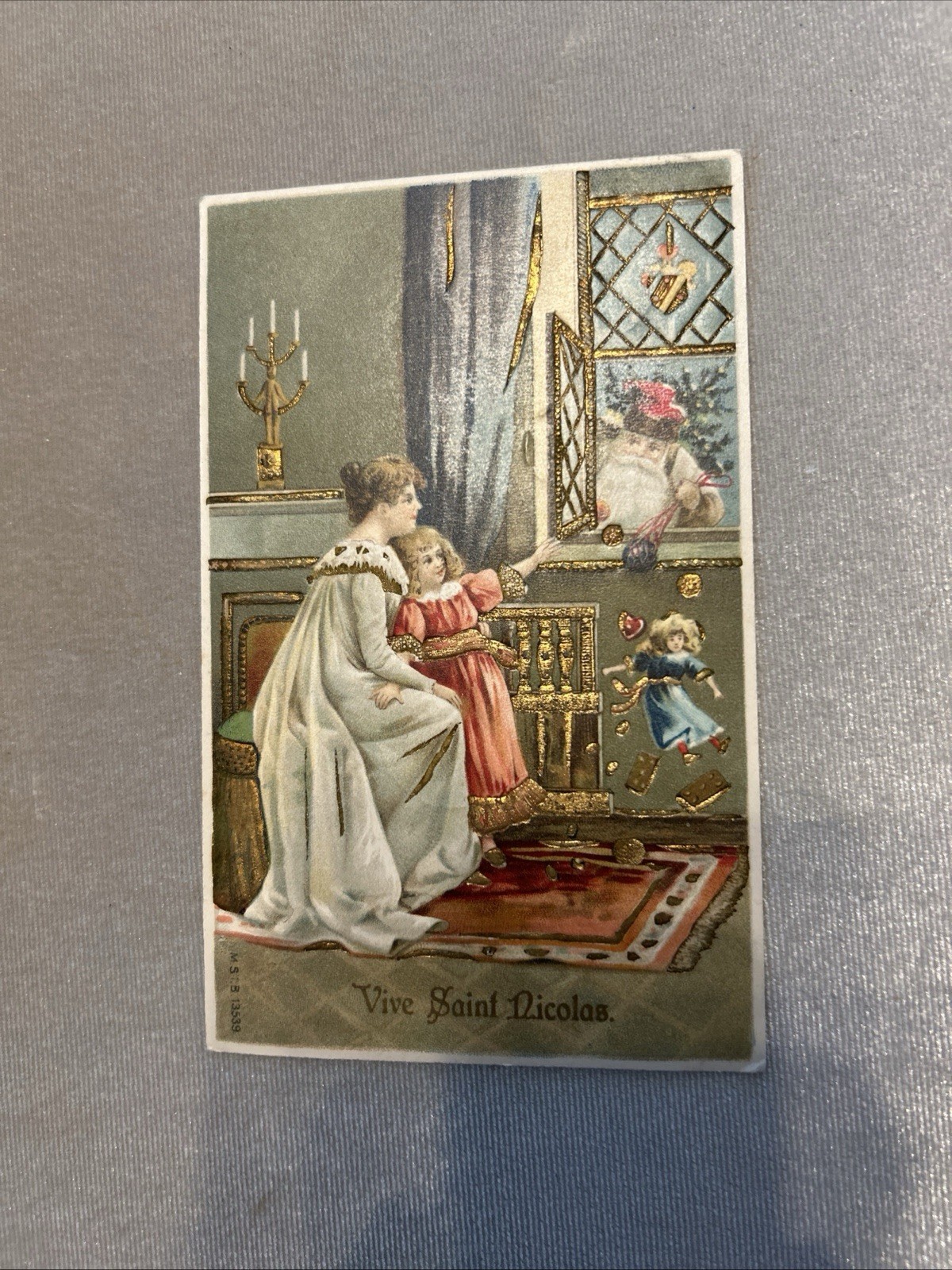 Vintage Gold Rimed St. Nicholas Postcard -French