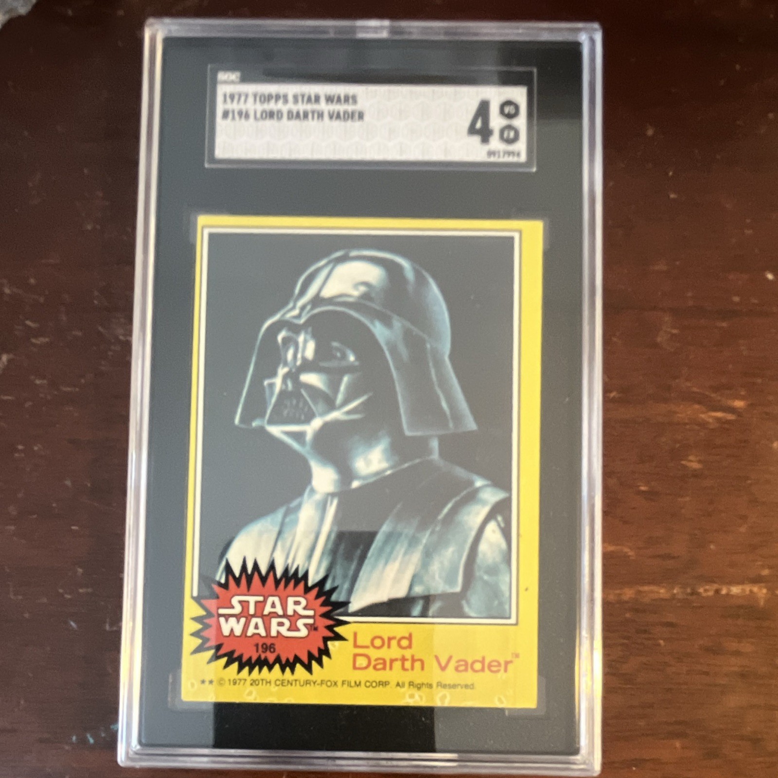 Topps 1977 Star Wars Lord Darth Vader #196 SGC 4 Graded Trading Card