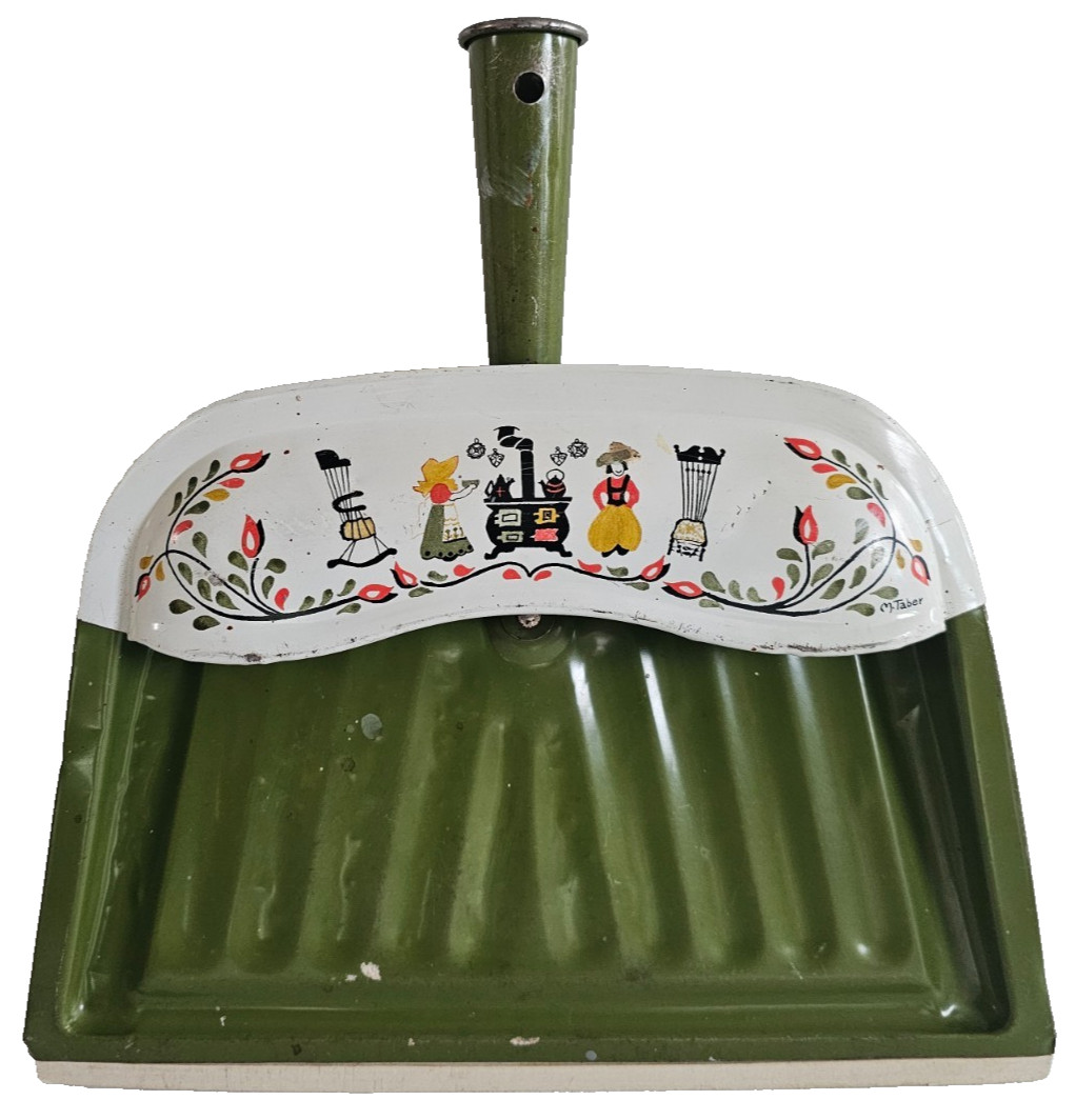 Vtg 1960s-1970s FOLK ART METAL DUSTPAN MCM 