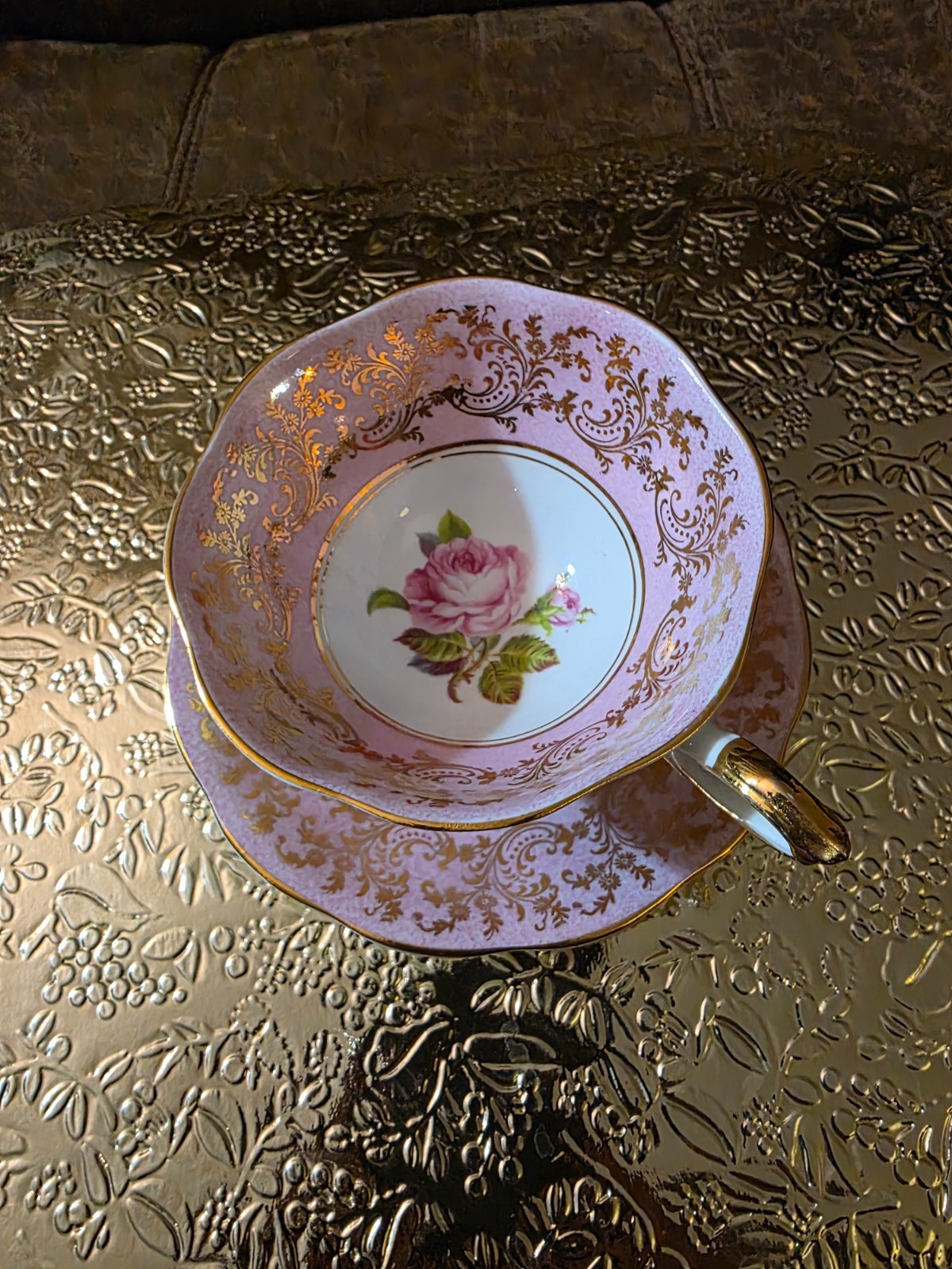 Vintage Royal Standard Fine Bone China Teacup & Saucer #2786 Pink Rose Gold Engl