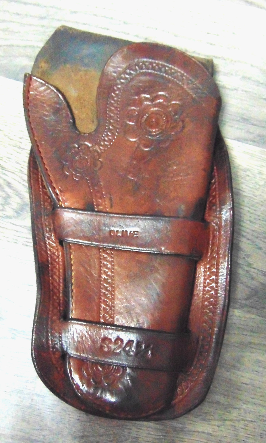 Antique WYETH Western Double Loop Holster Marked OLIVE Fits Colt Single Action