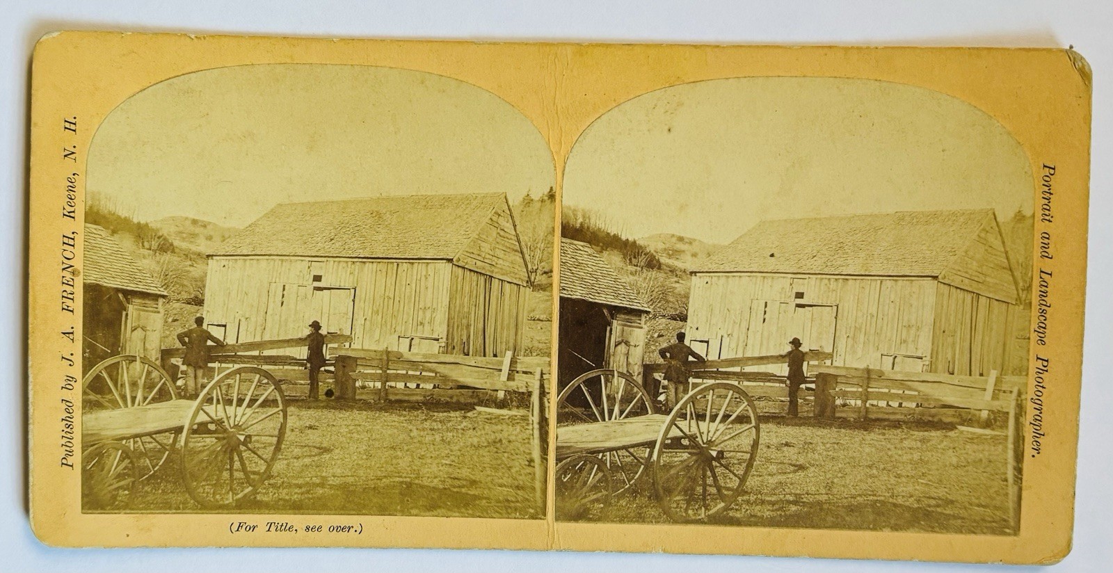 1870’s Era Stereoview of Farm View W/ Wagon, Barn, & 2 Men - Keene, N. H. 1870’s Era Stereoview of Farm View W/ Wagon, Barn, & 2 Men - Keene, N. H.