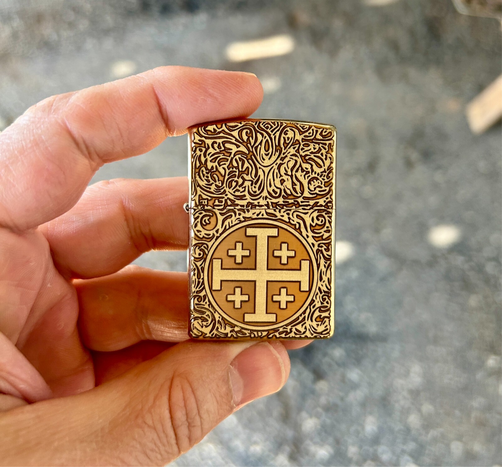 Jerusalem Cross Brass Custom Zippo Lighter | Solid Brass Zippo | Made In USA