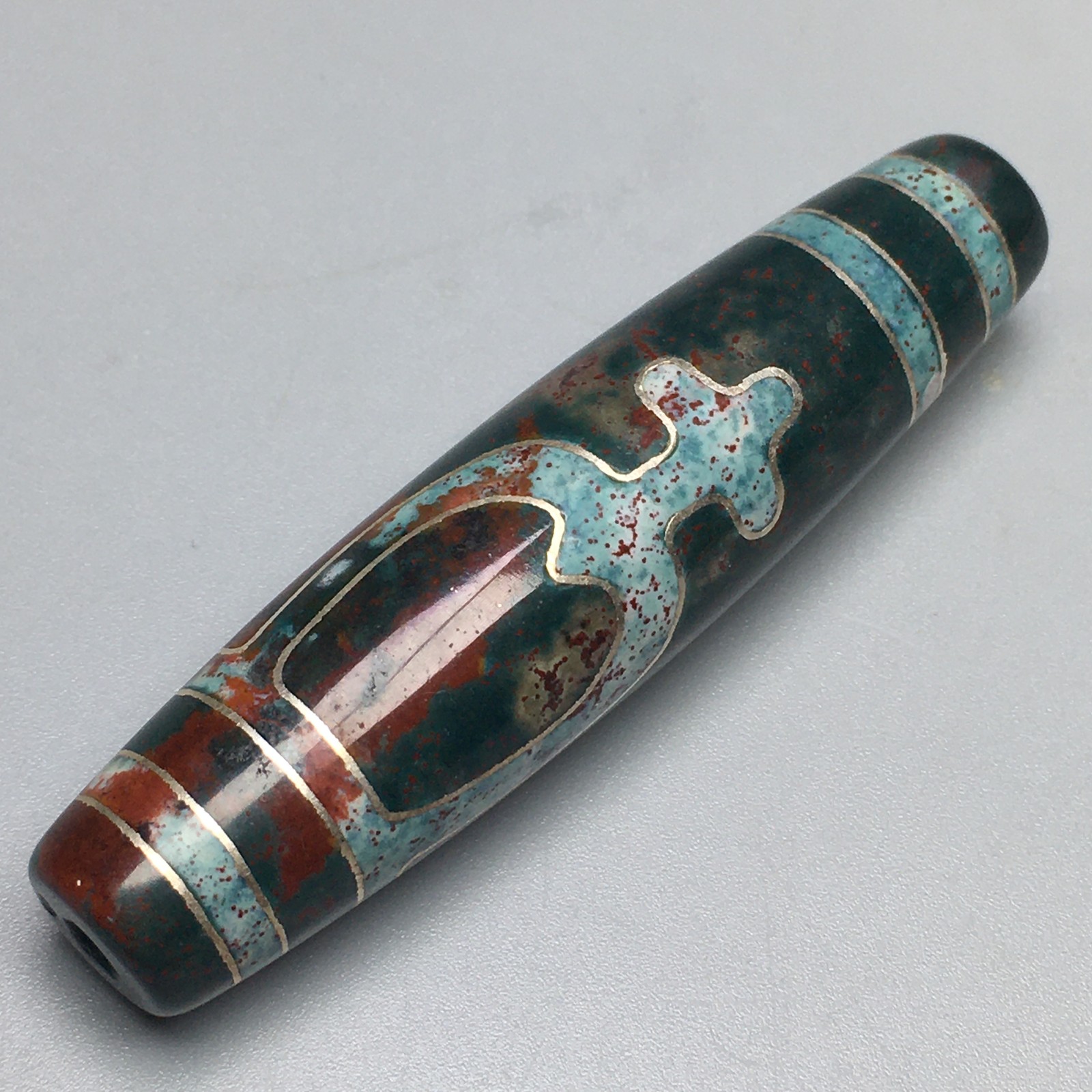 Tibetan Filed Silver-Inlaid Cinnabar Vase Horseshoe Weathering Old DziB559