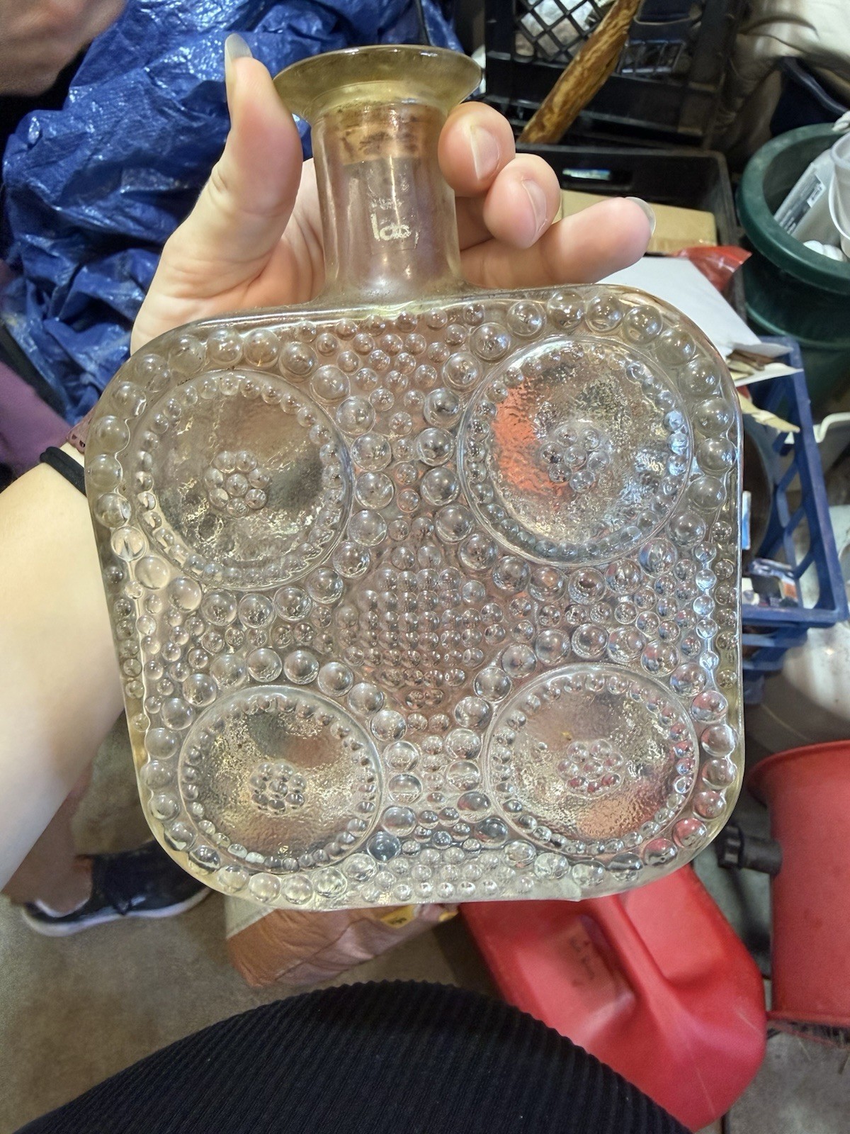 Nanny Still’s Grapponia bottle / clear glass vintage bottle w/cork