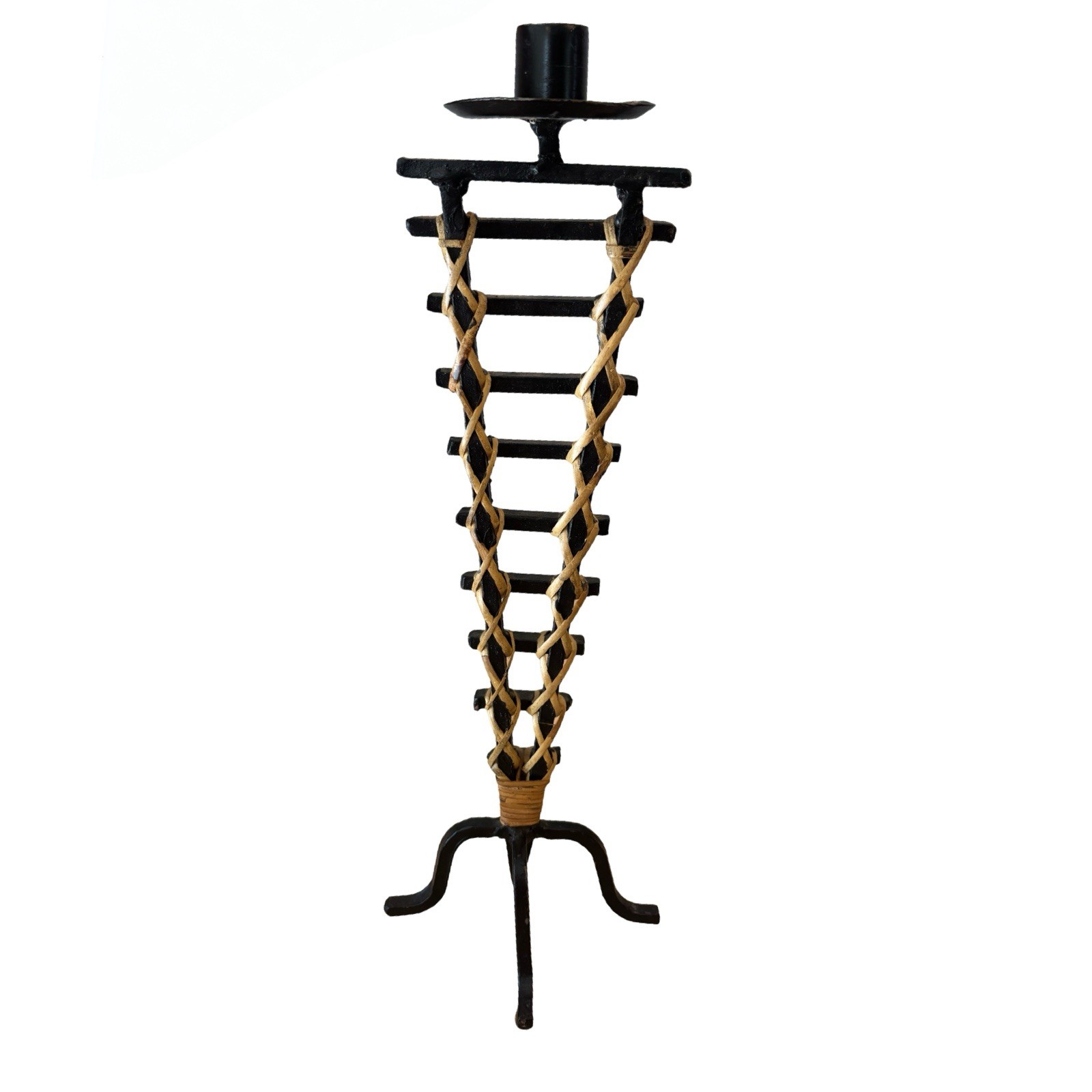 Vintage MCM Laurids Lonborg (?) Scandinavia Ladder Wrought Iron Candlestick READ