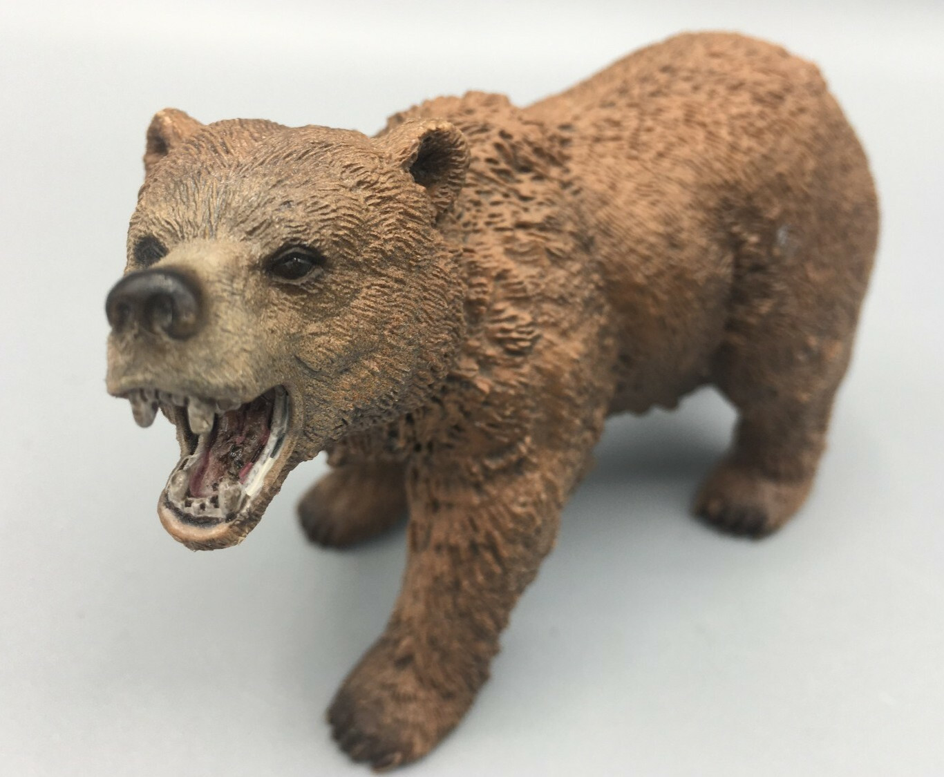 Brown Bear Action Figurine Life Like Sculpture Resin Material
