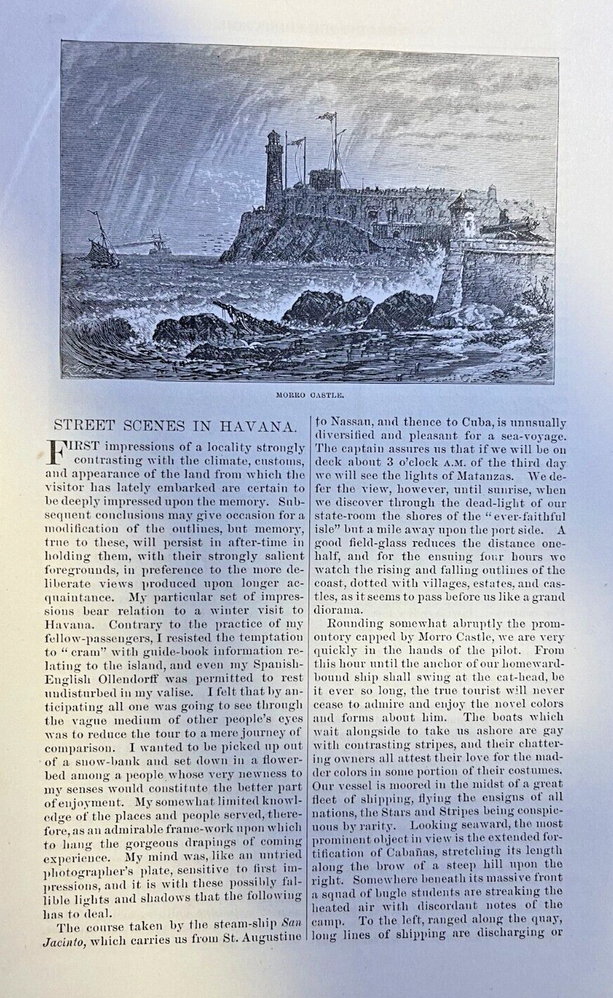1879 Street Scenes in Havana Cuba Morro Castle Market Place illustrated