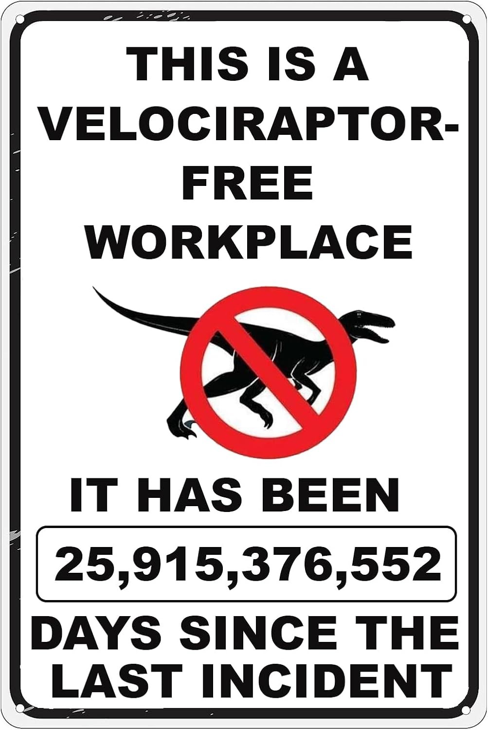 Warning Velociraptor Free Workplace Tin Metal Signs Home Décor 8x12