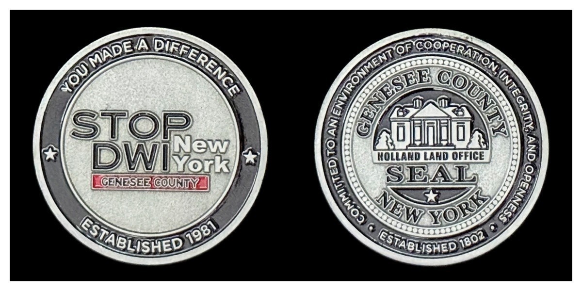 Genesee County NY Stop DWI 1981 Challenge Coin  4#B