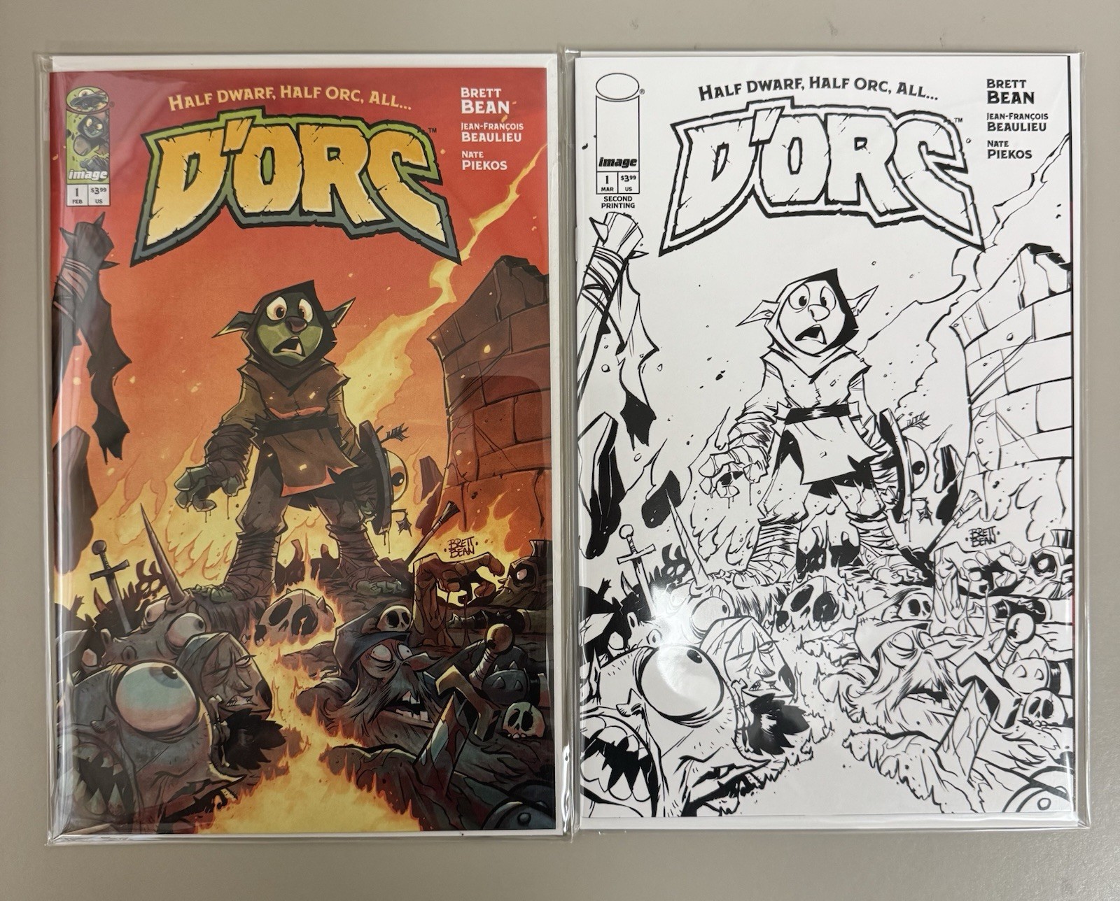 D’orc #1 Cover A 1st print Brett Bean D’orc #1 2nd Print B&W Comic Tom LE 1500
