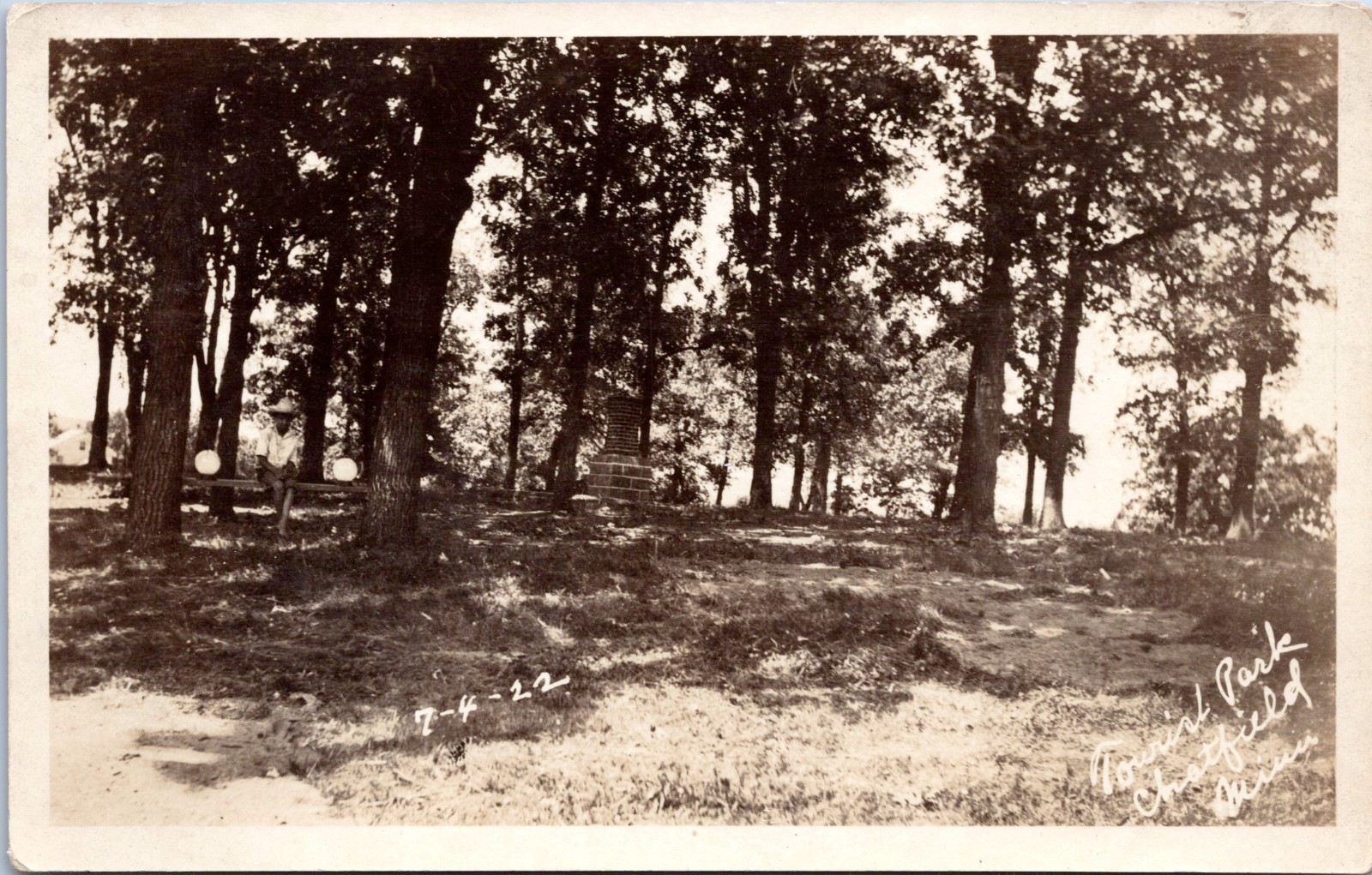 RPPC Man Sits on Fence, Tourist Park, Chatfield Minnesota- 1922 Photo Postcard RPPC Man Sits on Fence, Tourist Park, Chatfield Minnesota- 1922 Photo Postcard
