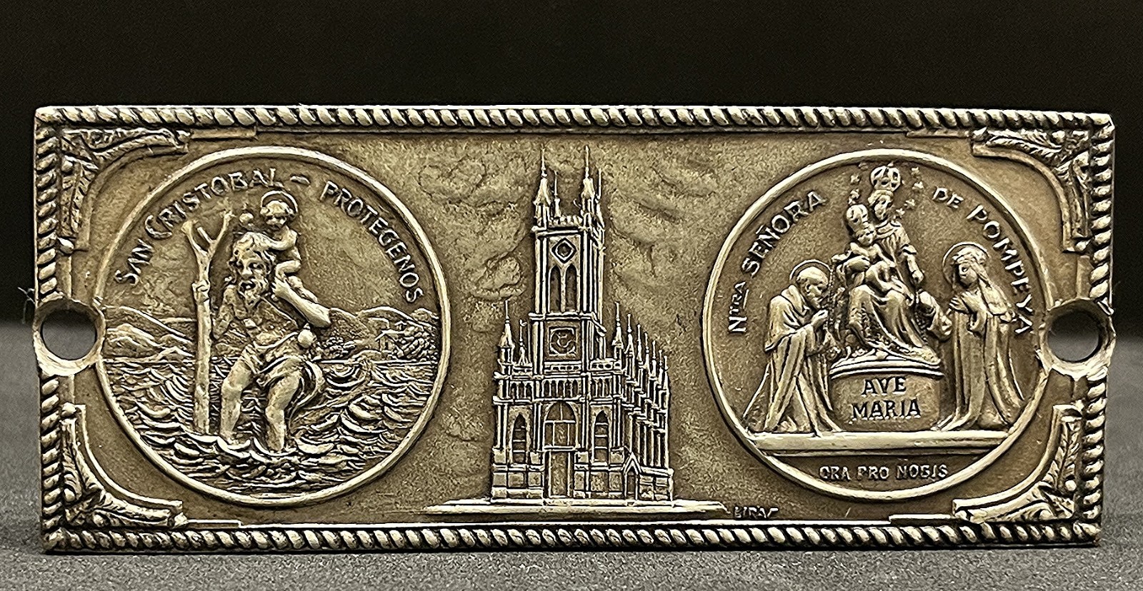 by Liras Spain 1940´ old car badge St Christopher & OL. of Pompeii \ by Liras Spain 1940´ old car badge St Christopher & OL. of Pompeii \