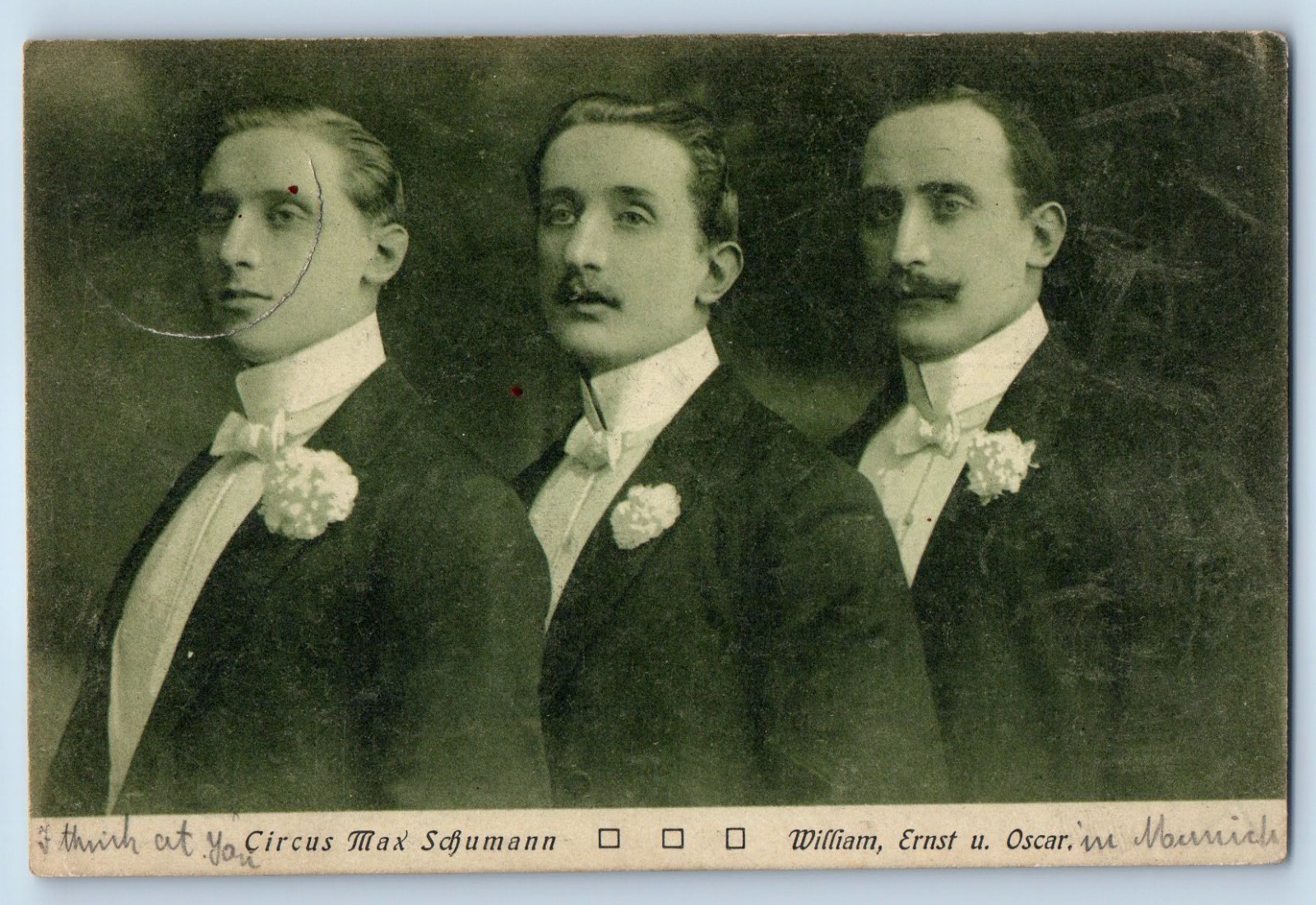 Munich Bavaria Germany Postcard Circus Max Schumann William Ernst u. Tick. 1909