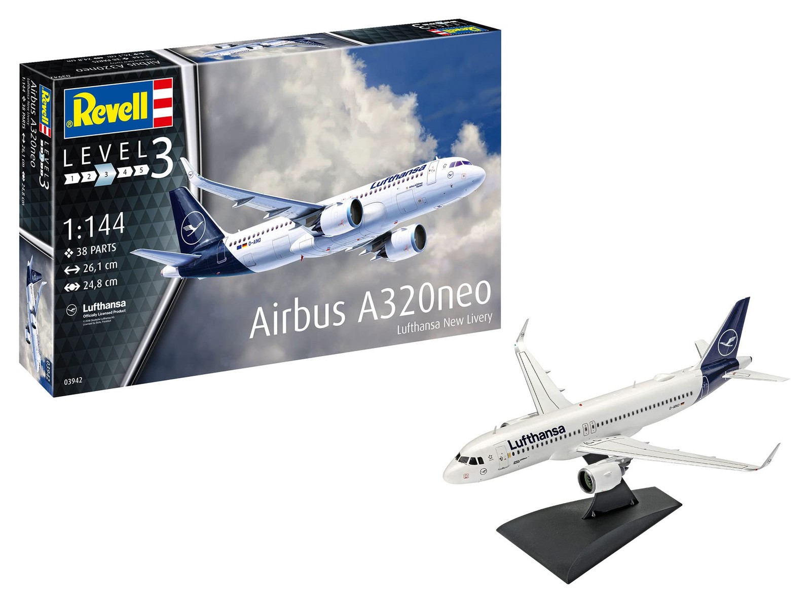 Revell 1/144 Airbus A320neo Lufthansa Plastic Model Kit 03942