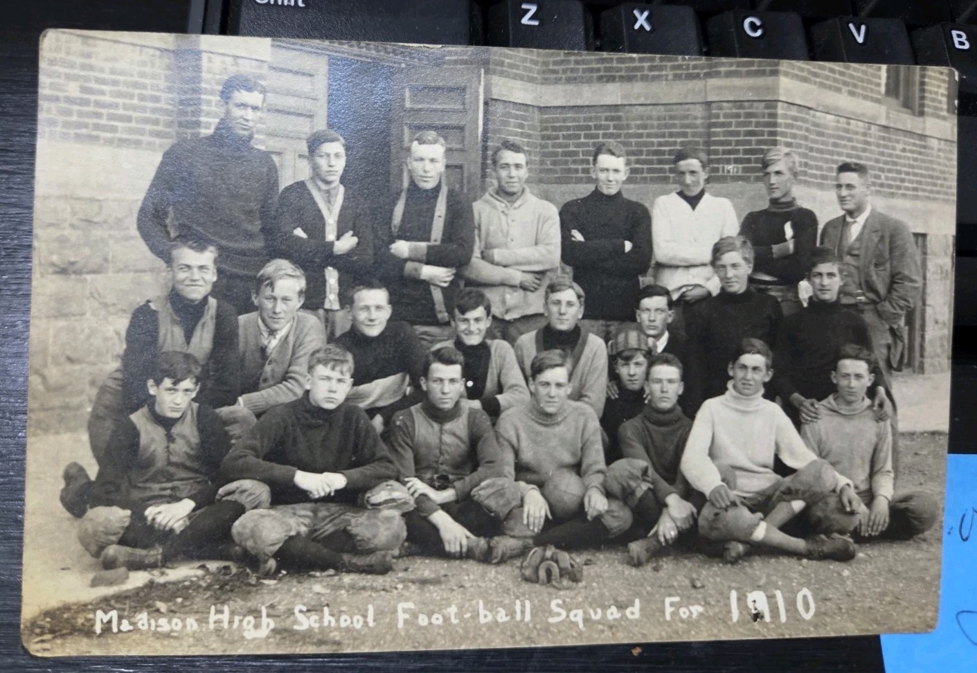 1910 Madison High School  Madison, SD Football Team.  Very Rare Postcard Rp