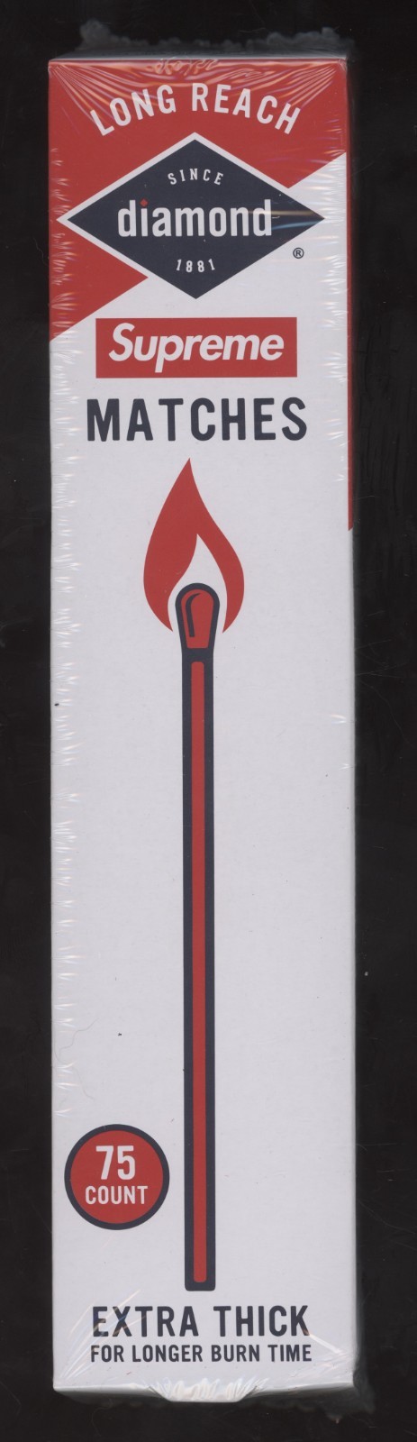 2024 SUPREME x Diamond 75 Count BOX Extra Thick RED MATCHES Long 10