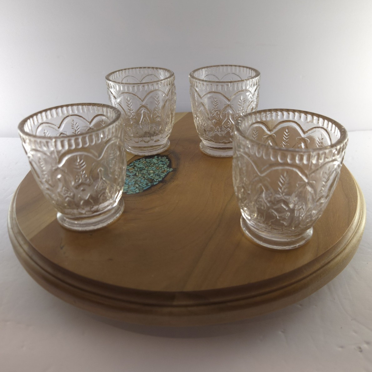 Jeannette Glass Floragold Louisa Pink Depression Glass,4 Mold Seams - Set of 4