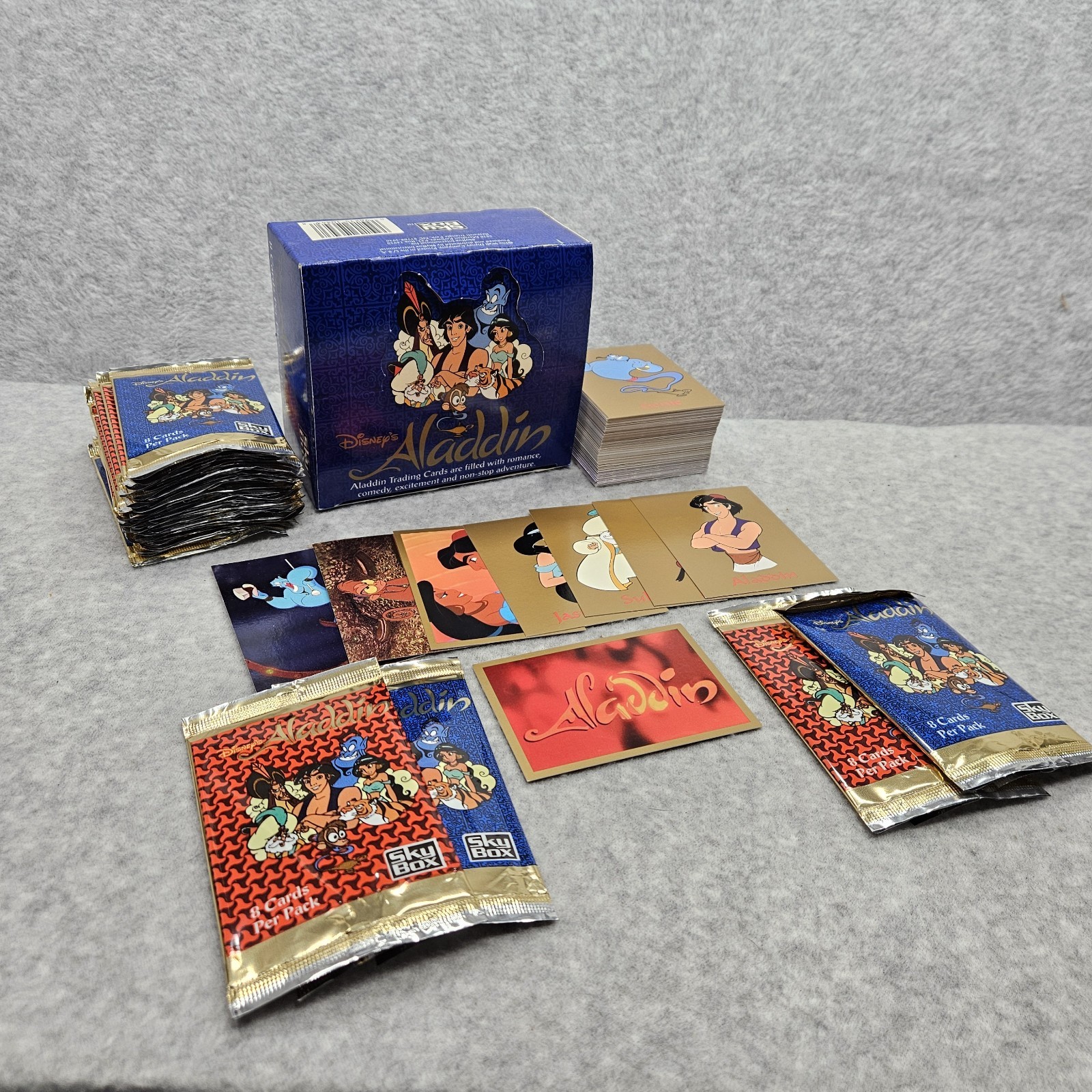 Vintage 1992 SkyBox Disney Aladdin Trading Card Lot 108 Cards Box Empty Packs