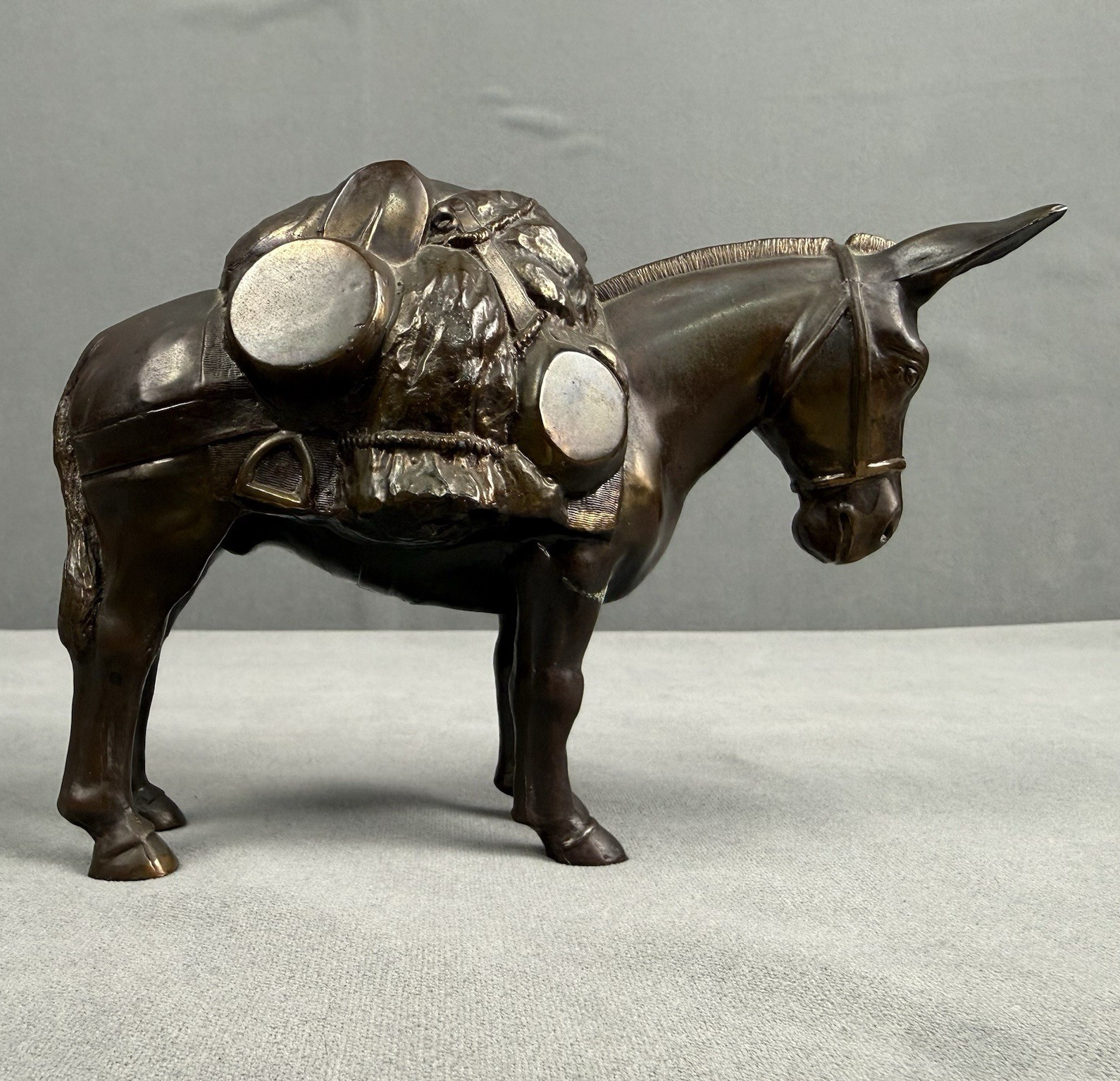 VTG Phil Di Napoli Pack Mule Sculpture Champion Production Art Deco Heavy Copper
