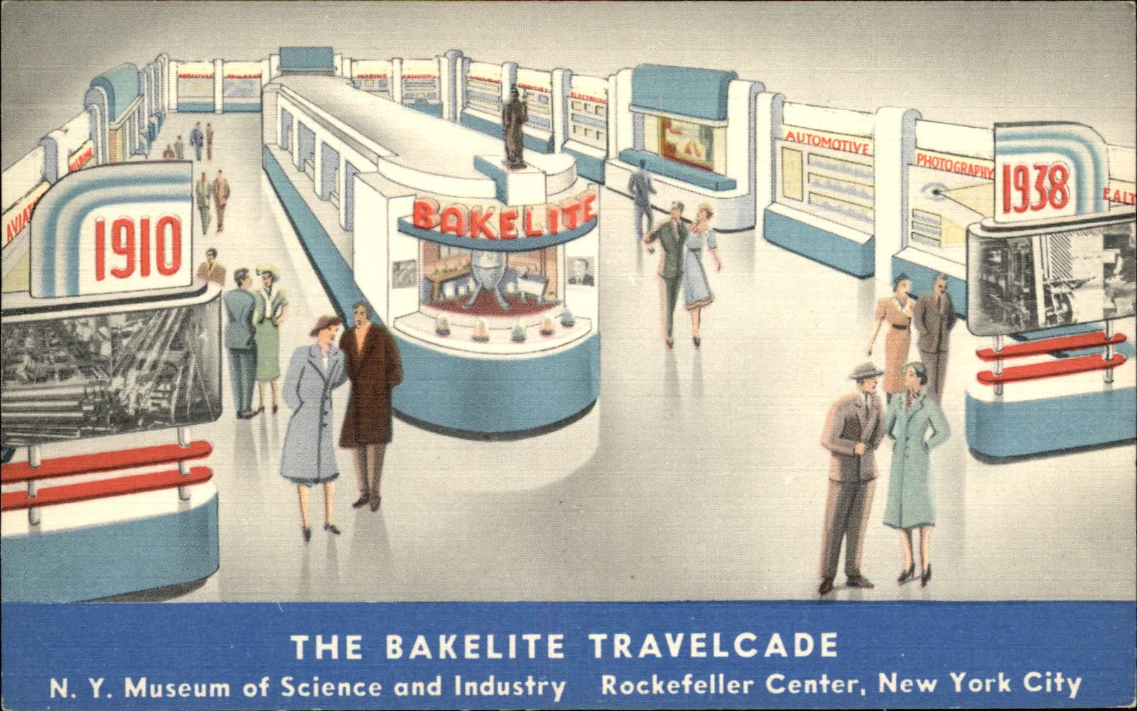 New York City NY Bakelite Travelcade HH Baumann c1938 GREAT LINEN Postcard bhn