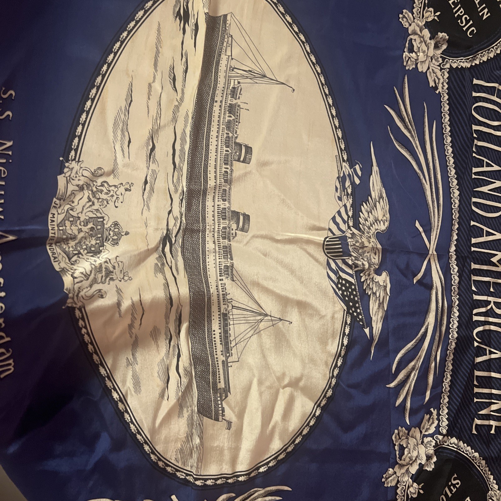Vintage Holland America S.S. Nieuw Amsterdam 100% Silk Scarf 31 x 32” Vintage Holland America S.S. Nieuw Amsterdam 100% Silk Scarf 31 x 32”