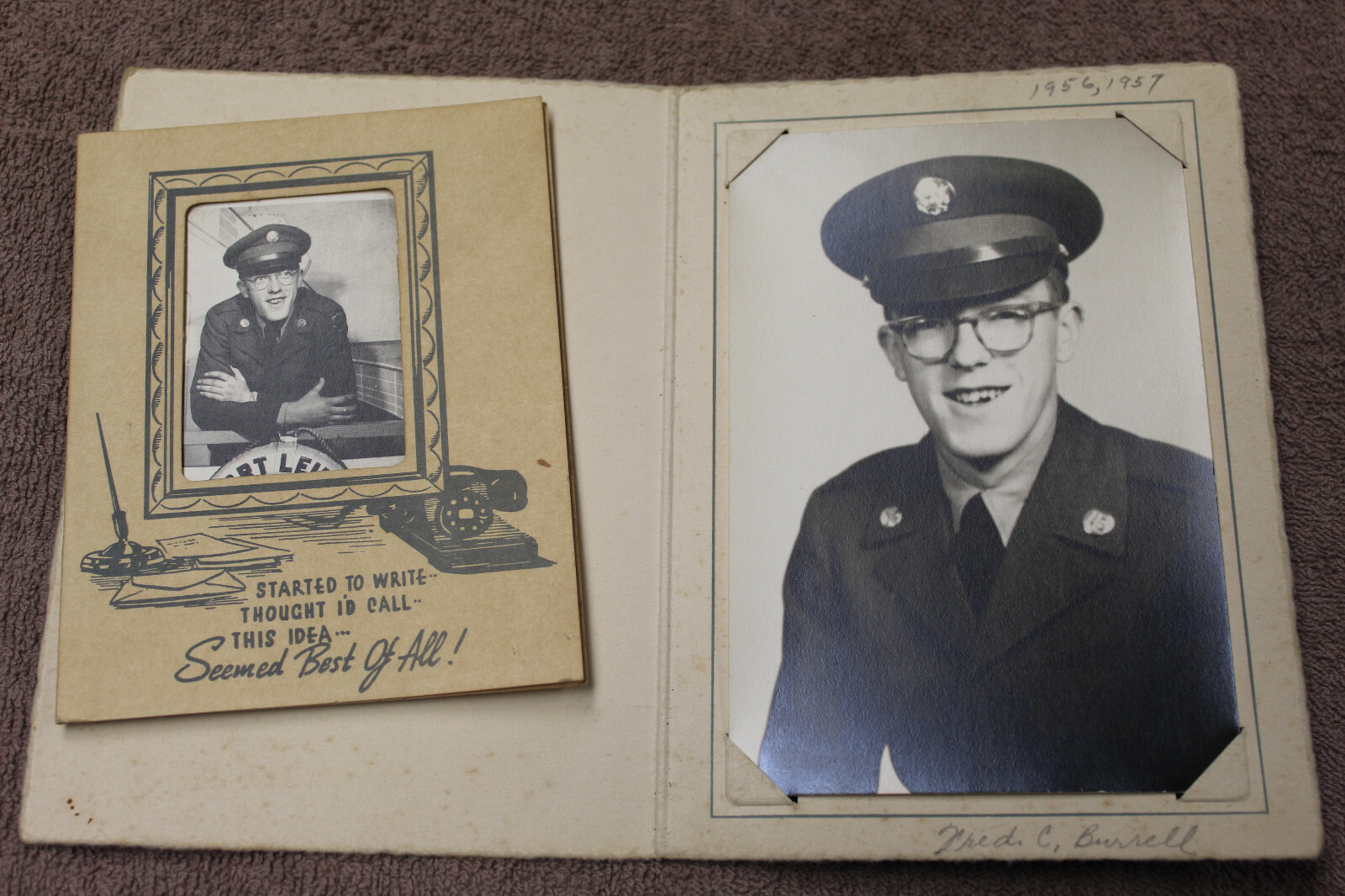Two Original 1956-1957 d. Studio Photographs of an Identified U.S. Army Soldier Two Original 1956-1957 d. Studio Photographs of an Identified U.S. Army Soldier