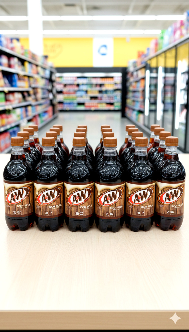 A&W Root Beer Soda Pop, 20 fl oz, Bottle Pack of 24 
