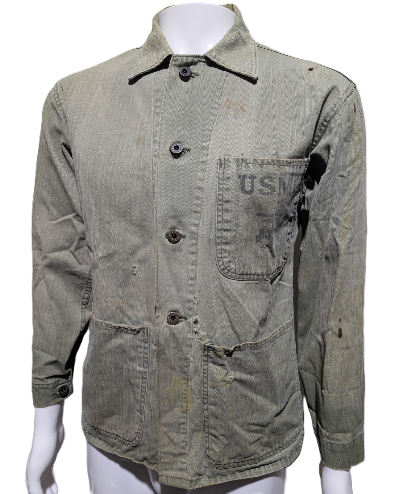 Original WWII USMC P41 HBT Utility Jacket w/ EGA Stencil (42