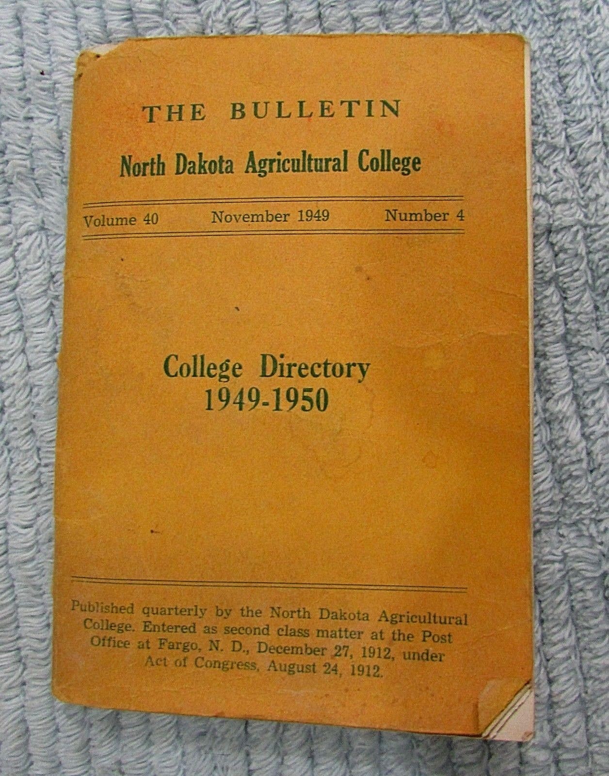 1949-1950 North Dakota Agricultural College Directory Pocket Bulletin FREE S/H