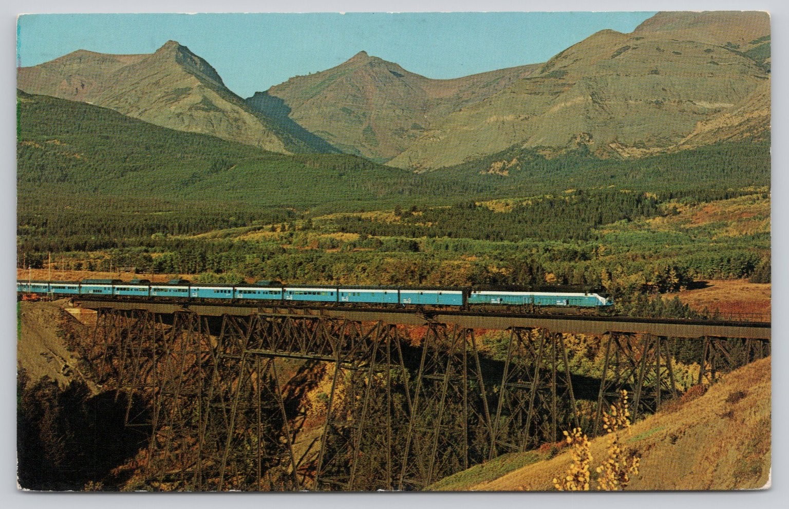 Great Dome EMPIRE BUILDER Train Glacier National Park Montana Postcard 1970s