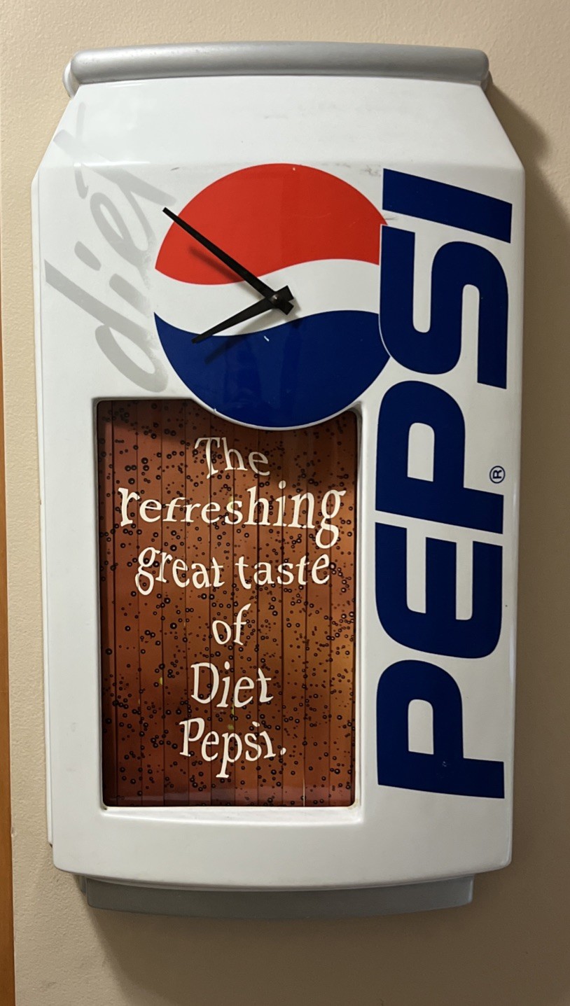 Original Vintage Diet Pepsi Animated Advertising Wall Clock Sign WORKING -VIDEO