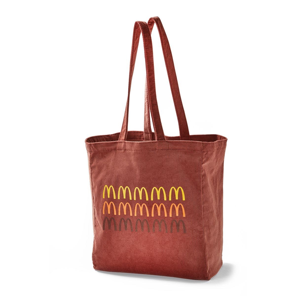 McDonald’s Repeating Retro Golden Arches Brown Corduroy Tote Bag - NEW