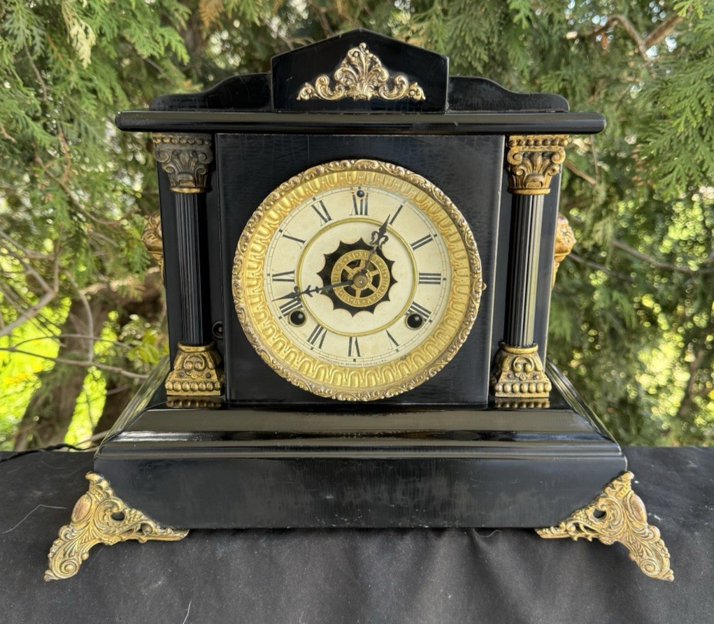 Antique C 1909 Waterbury DONOVAN ALARM Mantle Clock - SEE VIDEO - ALL ORIGINAL