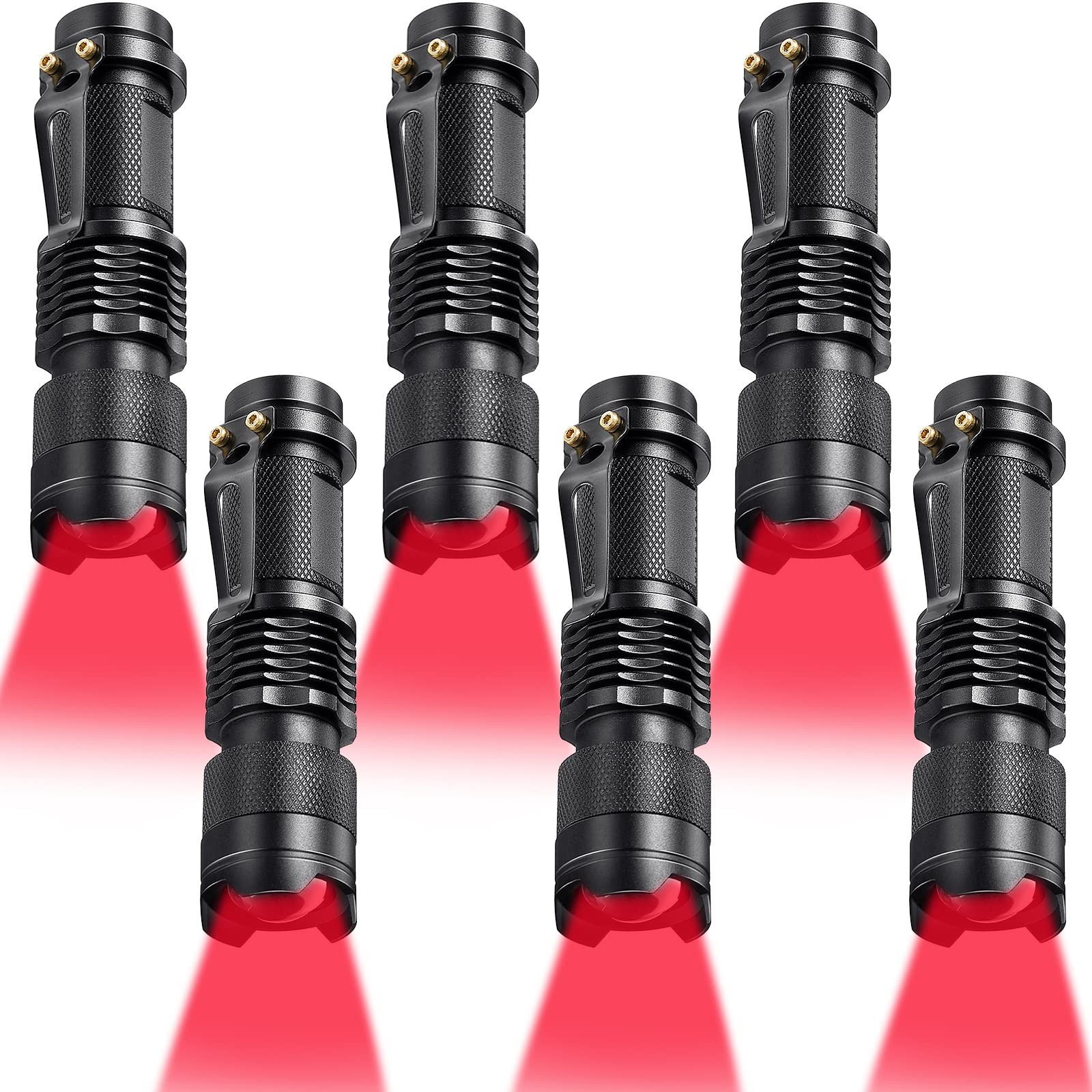 Honoson 6 Pieces Red Light Flashlights LED Single Mode for Night White Honoson 6 Pieces Red Light Flashlights LED Single Mode for Night White